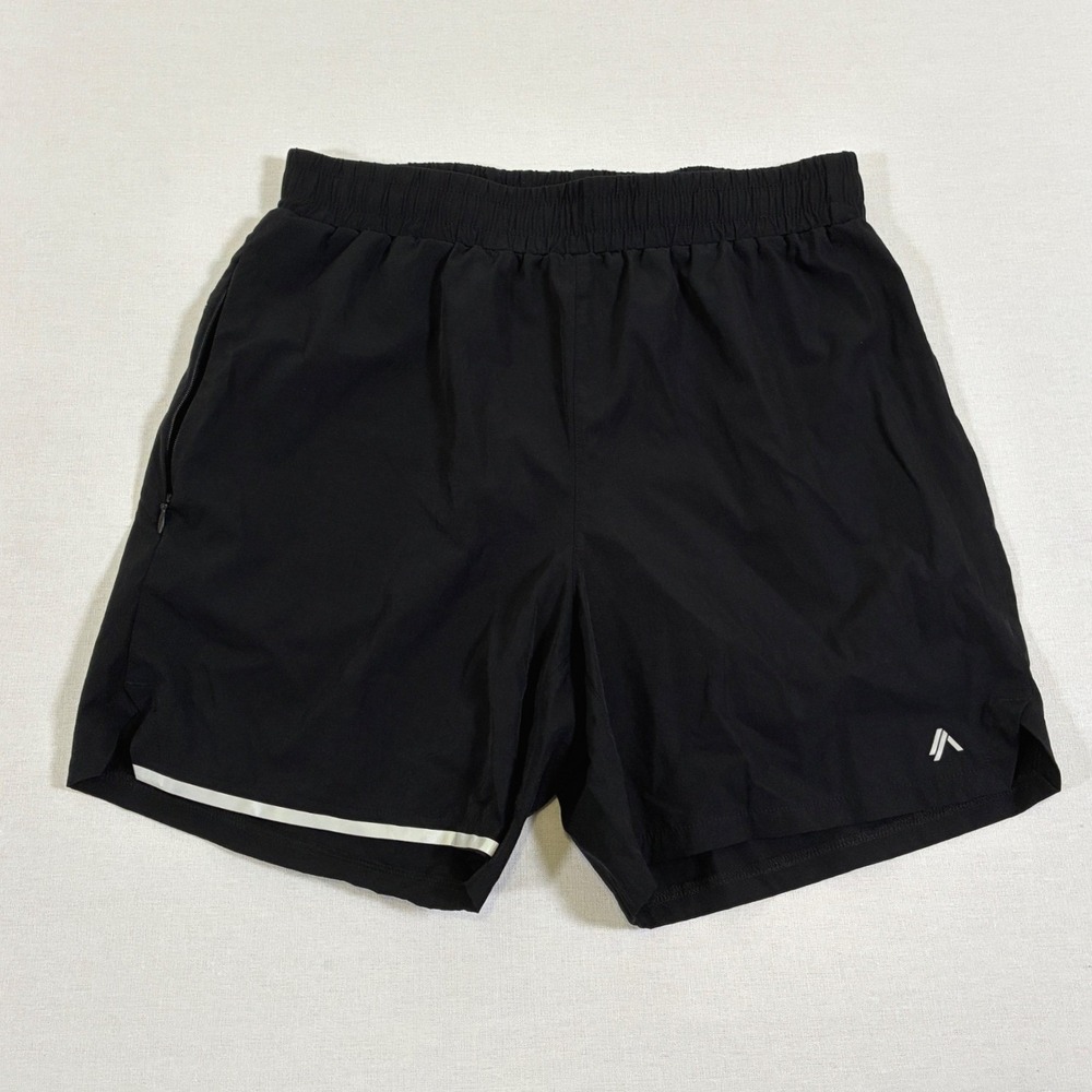 Alphalete Mens Black Performance Athletic Training Shorts Core Stride S Zipper